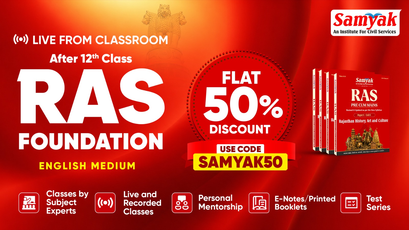 RAS Foundation with Booklets English Medium From 3rd August 2026 (4 Yrs. Validity)