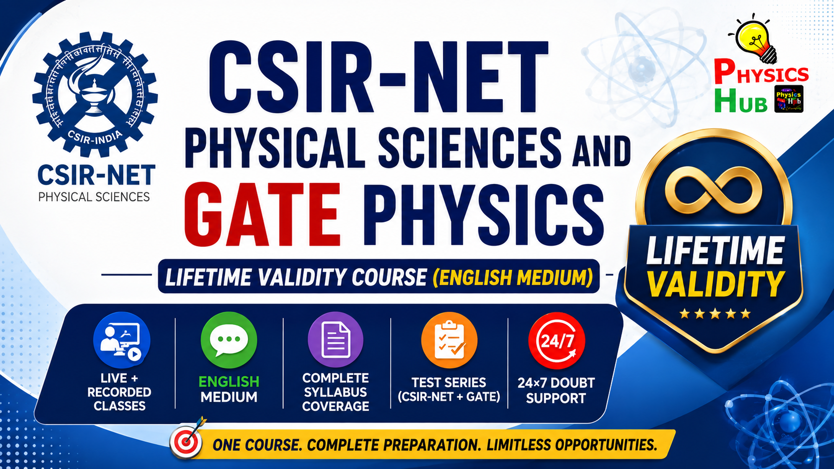 CSIR-NET Physical Sciences and GATE Physics Lifetime Validity Course (English Medium)
