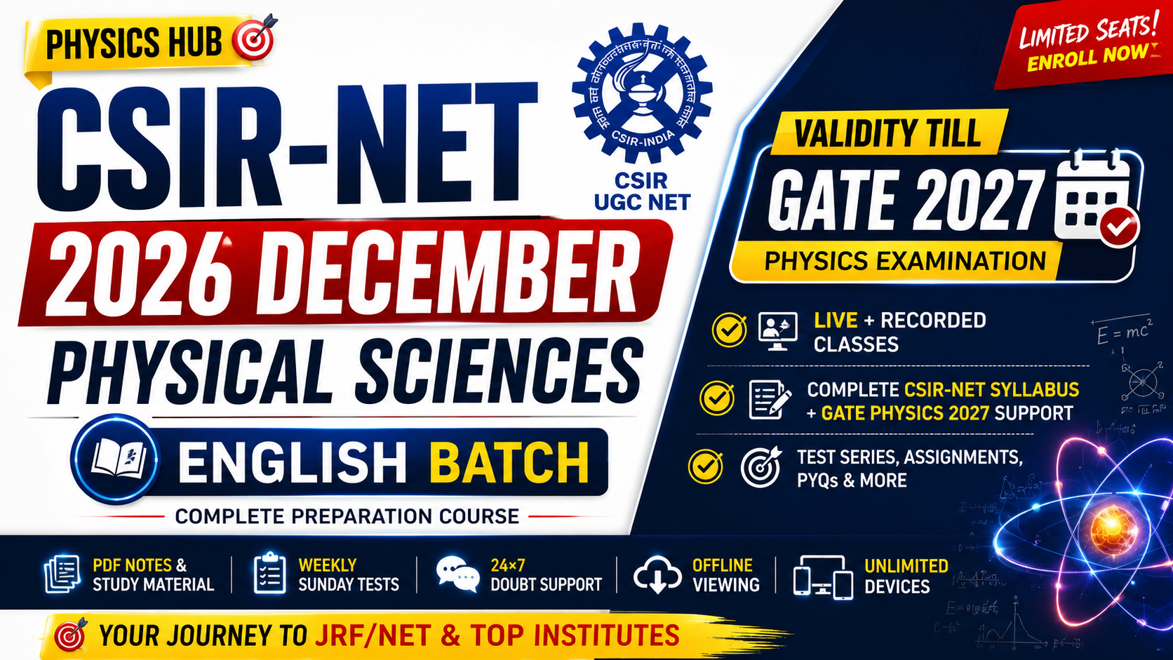 CSIR-NET 2026 December Physical Sciences (English Batch)