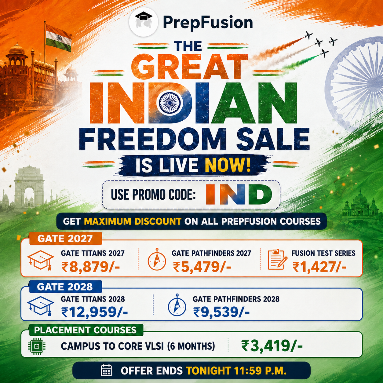 PrepFusion Free Trial Over : Apply Code IND to Get Maximum Discount on PrepFusion Courses 