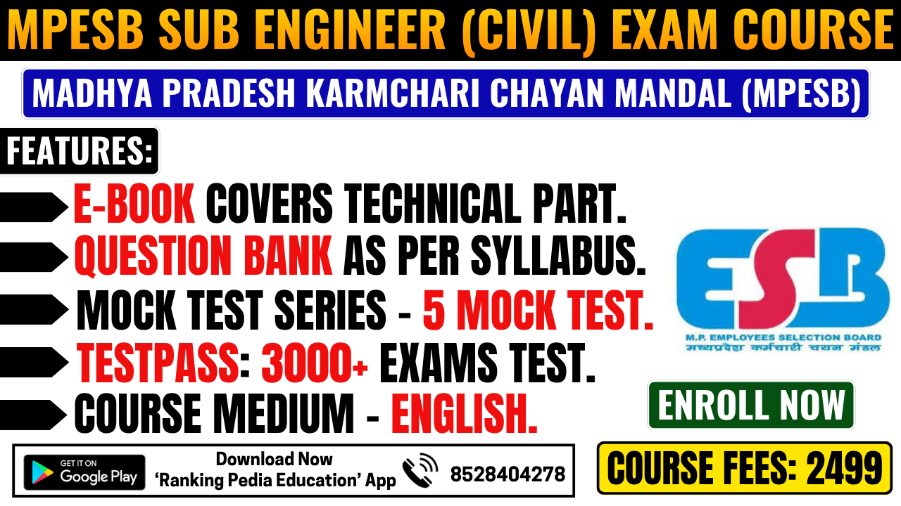 Madhya Pradesh MPESB Sub Engineer (Civil) Exam Complete Course