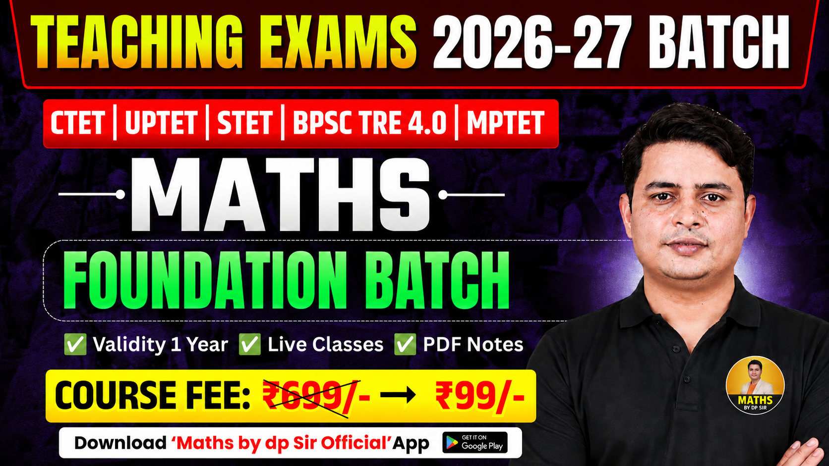 Teaching Exams 2026-27 | Maths Foundation Batch