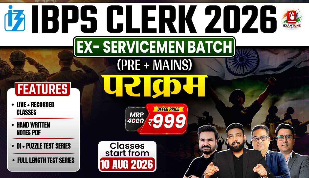 Ex-Servicemen IBPS Clerk 2026 Parakram Batch | IBPS Clerk Pre + Mains Course (SP)