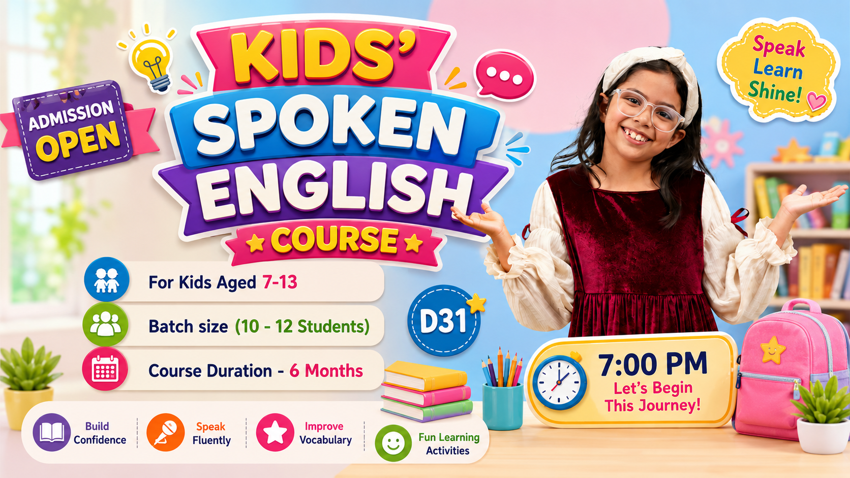 Kids English Mastery ~ (D31: Age 8-12) ~ 6-Month Program