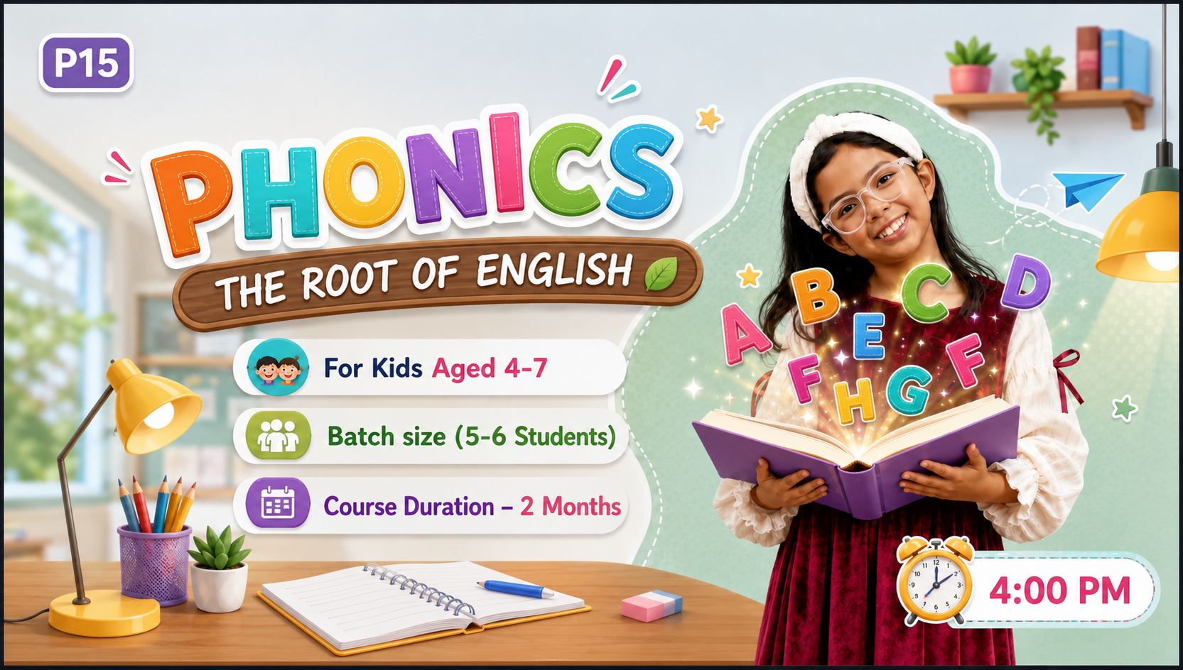  2-Month Phonetics Course on Zoom (P15 = 4-7 Year)