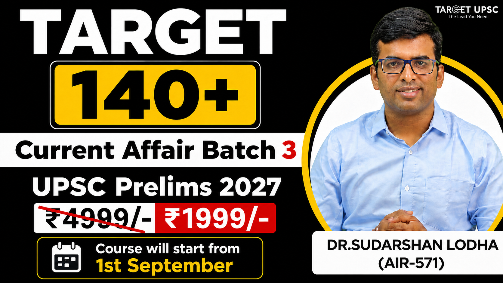 Target 140+ Current Affairs Batch 2027  Batch 3 ( 1st Sept )