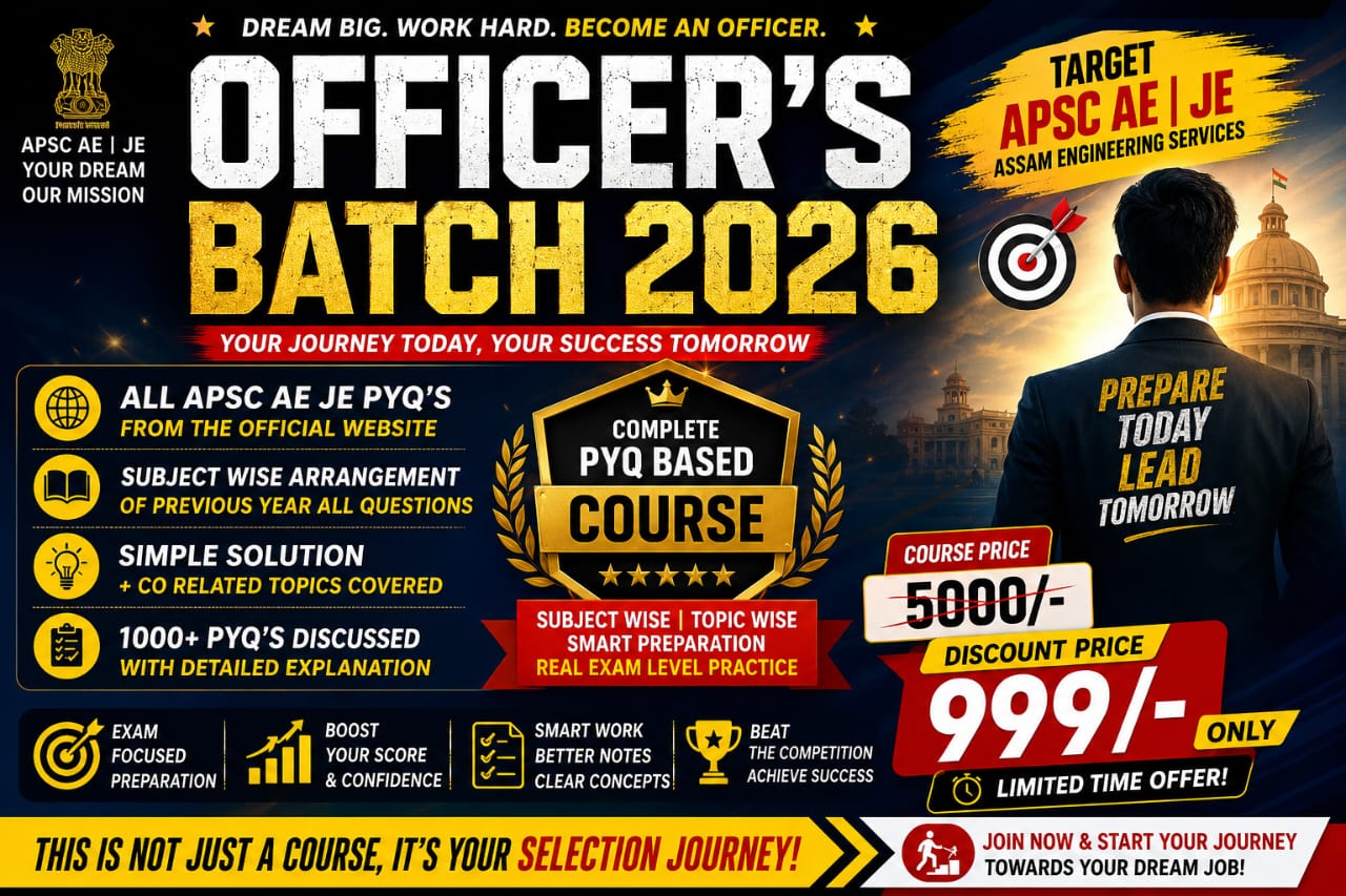 APSC AE JE AM JM MECHANICAL PYQ PRACTICE SERIES (NEW COURSE 2026)