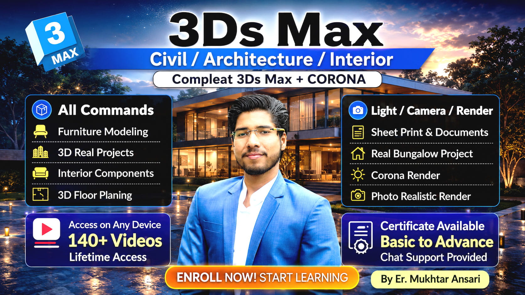 3DS MAX Complete Course with CORONA Rendering 