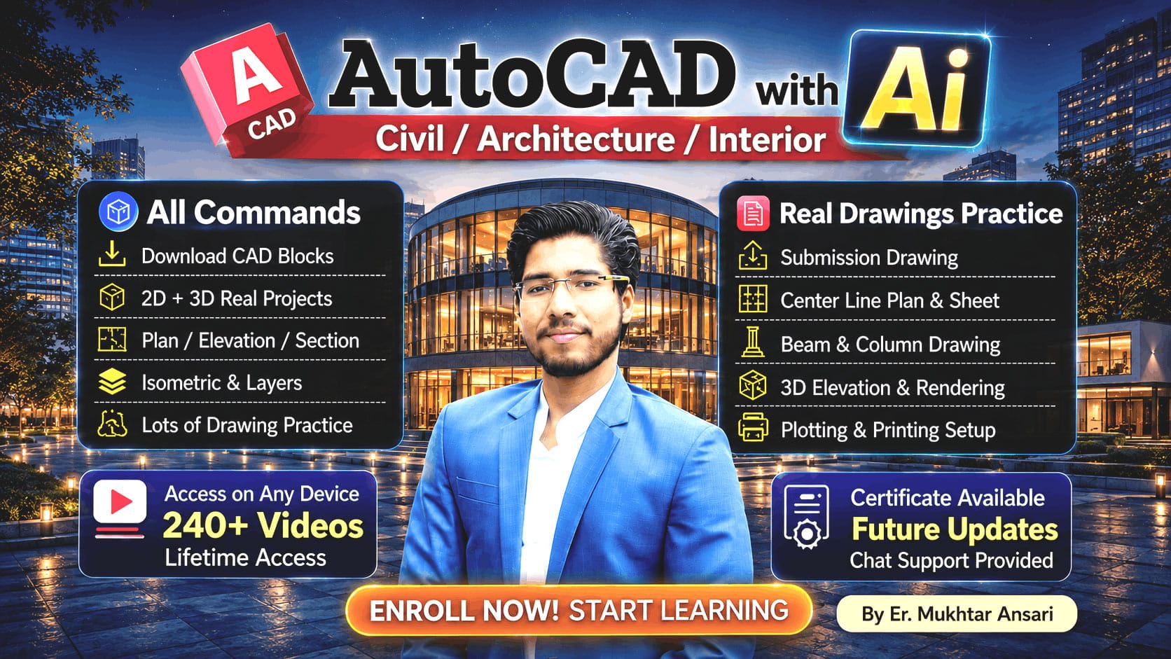 AutoCAD 2D + 3D with Ai Complete Course