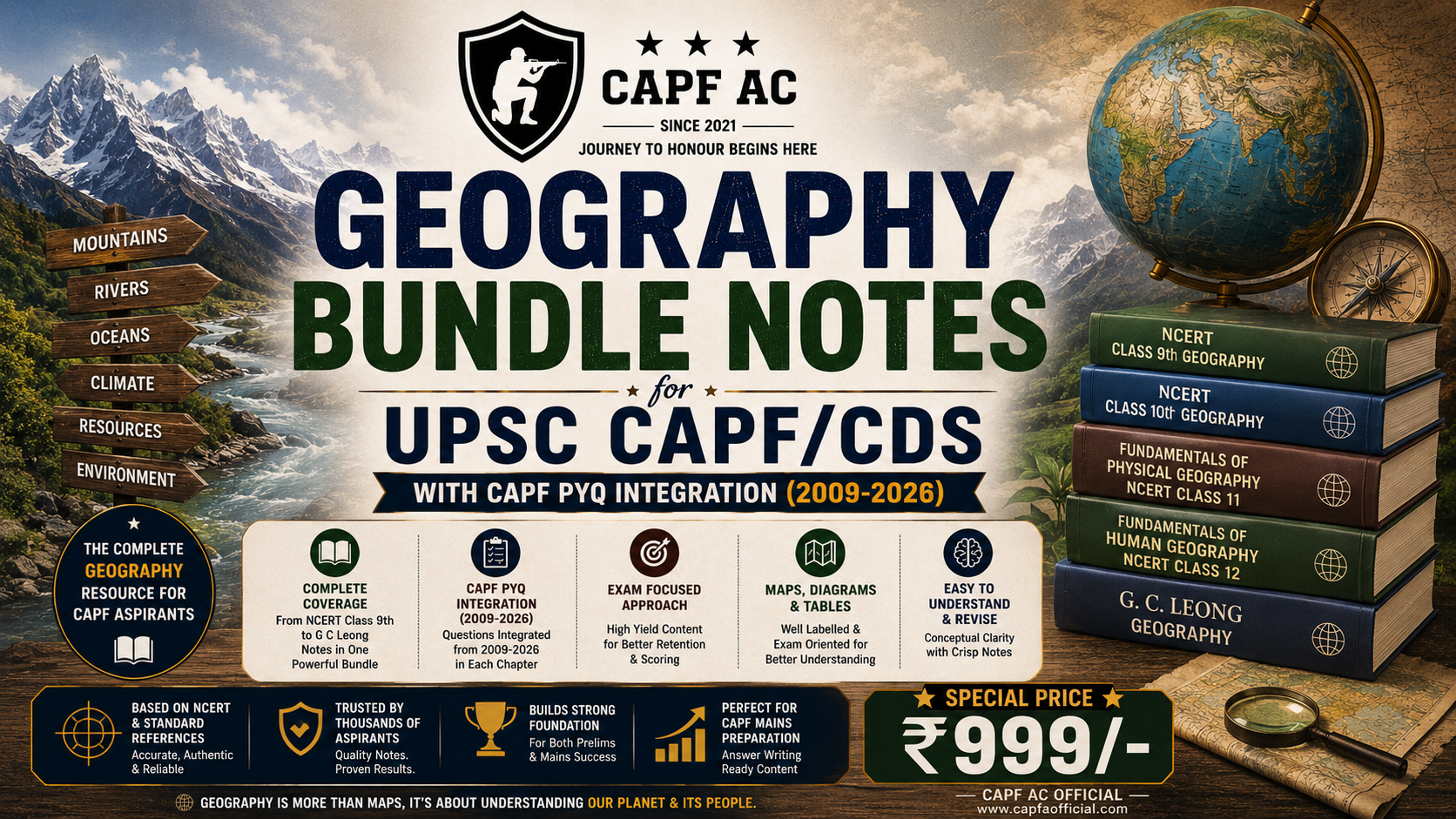 GEOGRAPHY BUNDLE NOTES FOR CAPF AC/CDS