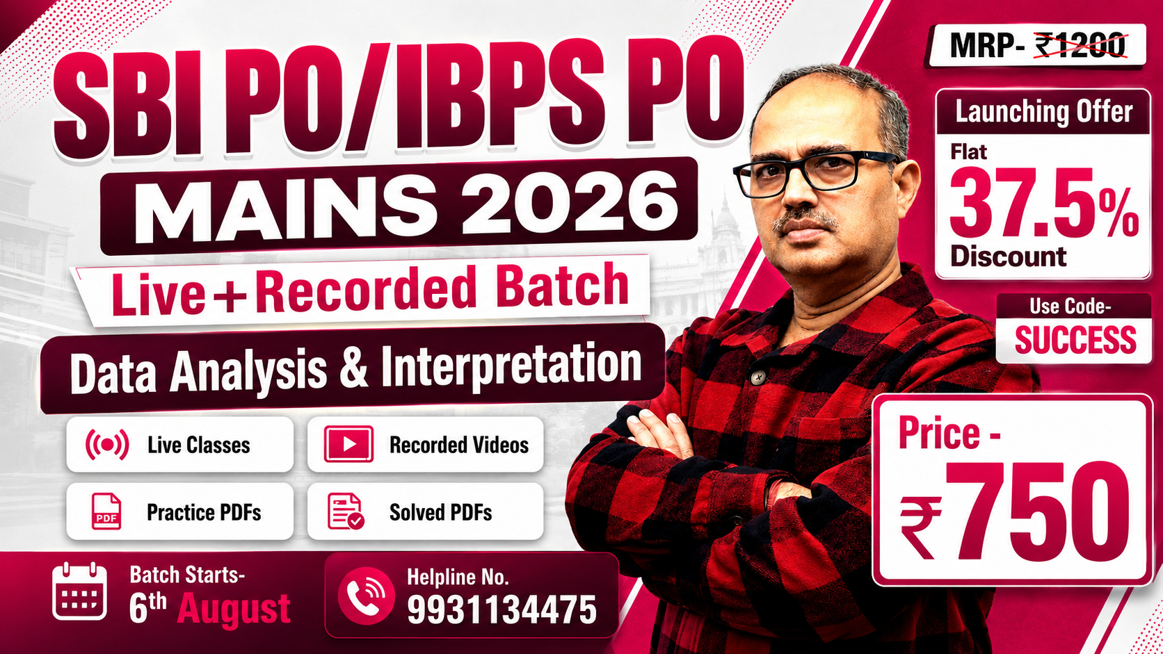 SBI PO/IBPS PO MAINS 2026 Live + Recorded Batch of Data Analysis & Interpretation By Amar Sir