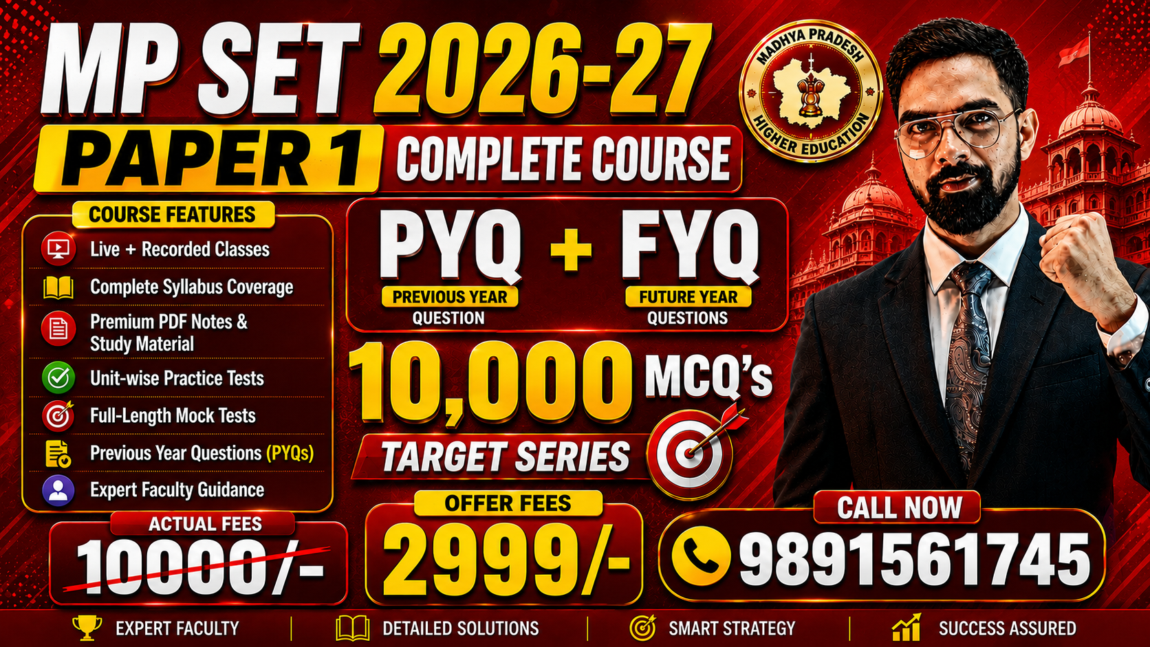 Combo - Paper 1 —Course + 10,000 MCQ Target Series | MP SET 2026–27 