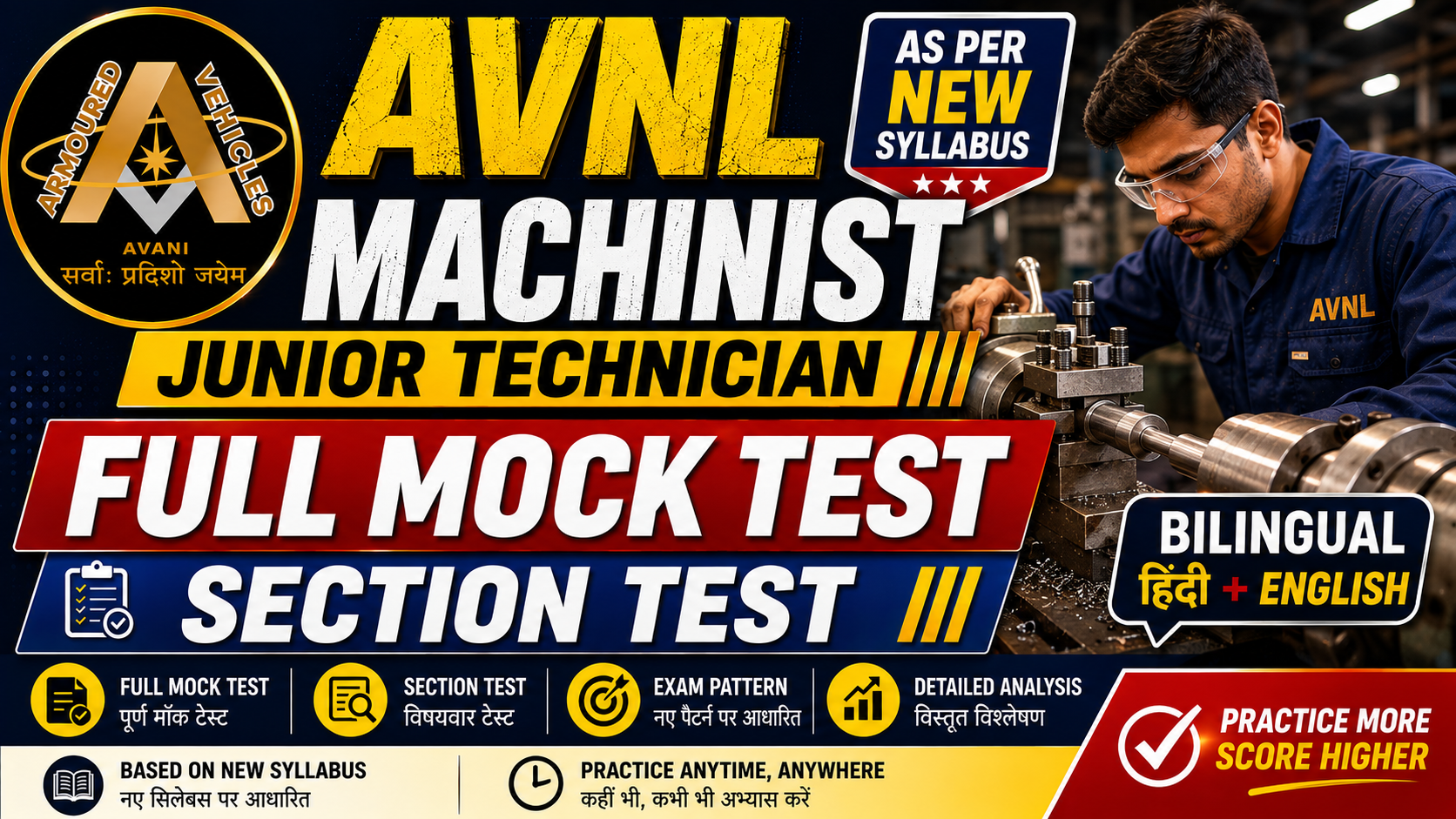 AVNL Machinist Mock Test