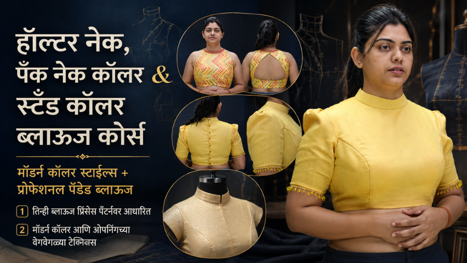 हॉल्टर नेक, पॅक नेक कॉलर & स्टँड कॉलर ब्लाऊज कोर्स