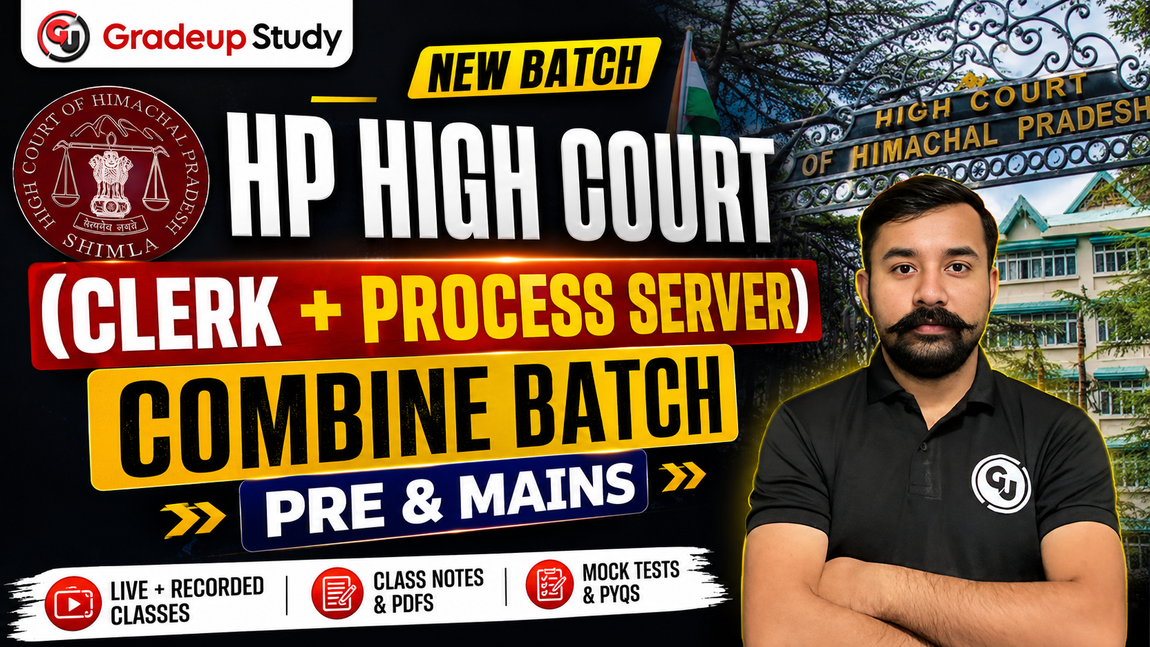HP High Court (Clerk + Process Server) Combine Batch  - Pre & Mains