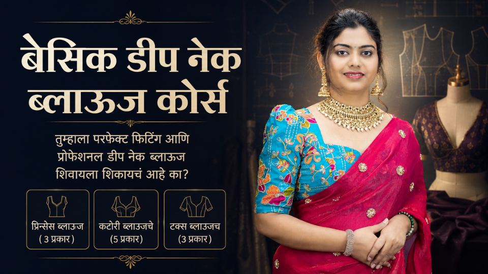 बेसिक डीप नेक ब्लाऊज कोर्स
