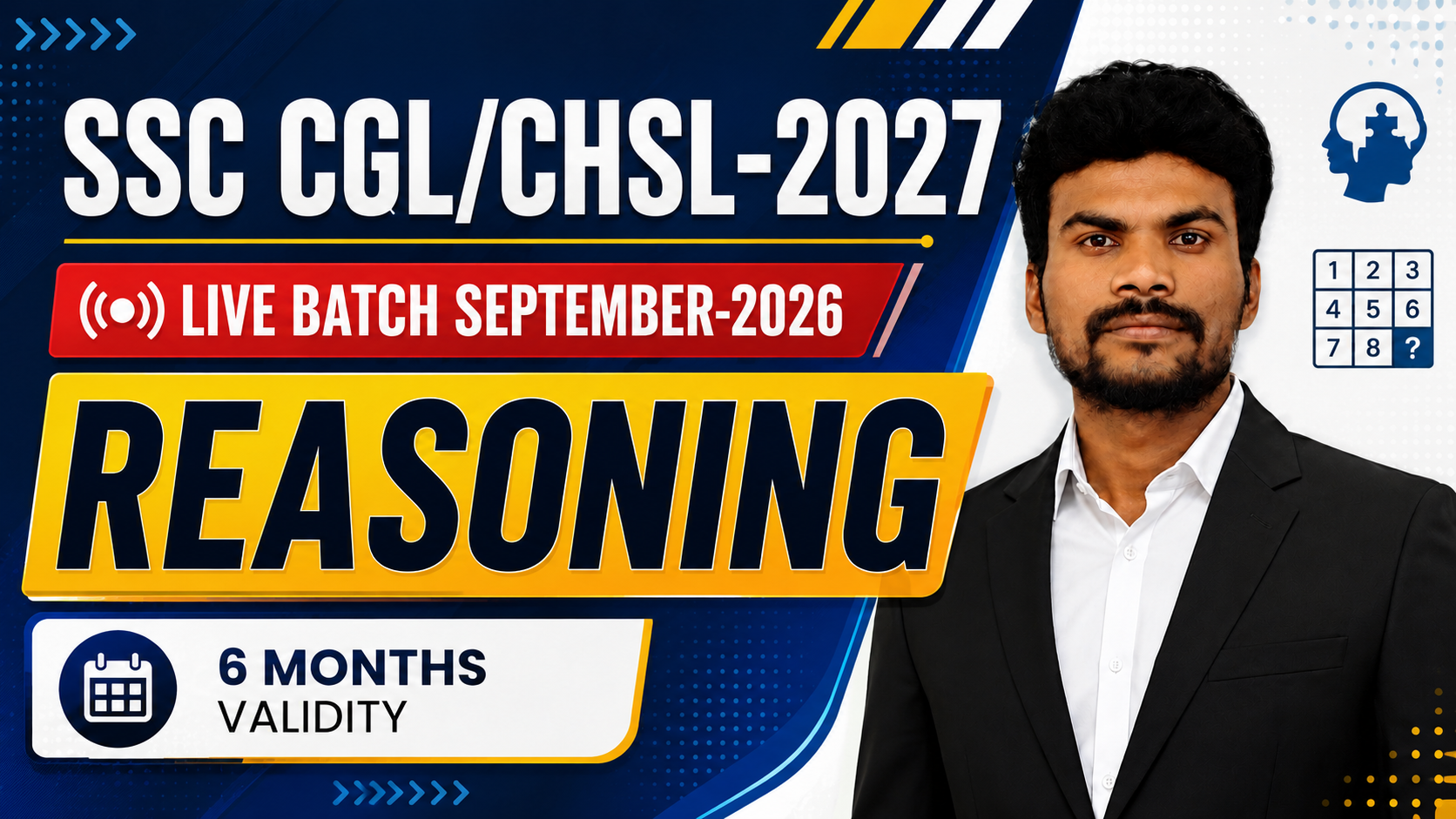 REASONING SEPTEMBER SSC LIVE BATCH - 2026 (6 MONTHS VALIDITY)