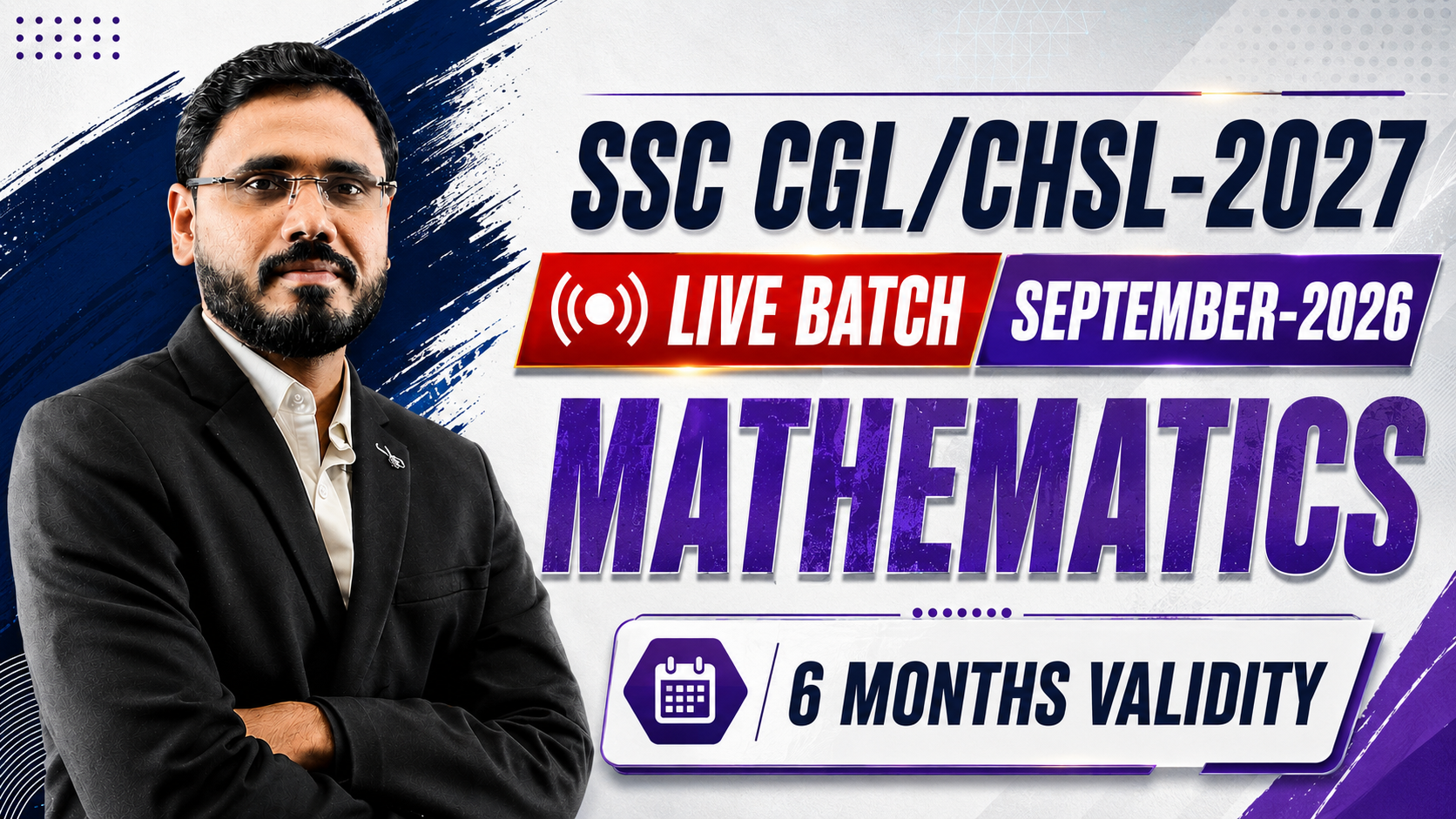 MATHS  SSC SEPTEMBER LIVE BATCH - 2026 (6 MONTHS VALIDITY)