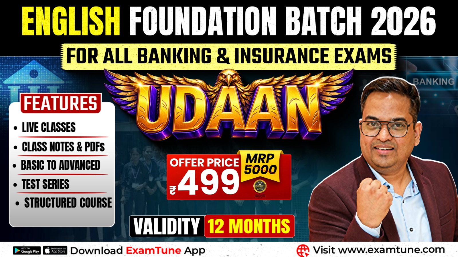 English Foundation Batch (Udaan) 2026 | Complete Banking & Insurance Exams Preparation (SBI, IBPS, RRB, RBI, LIC)
