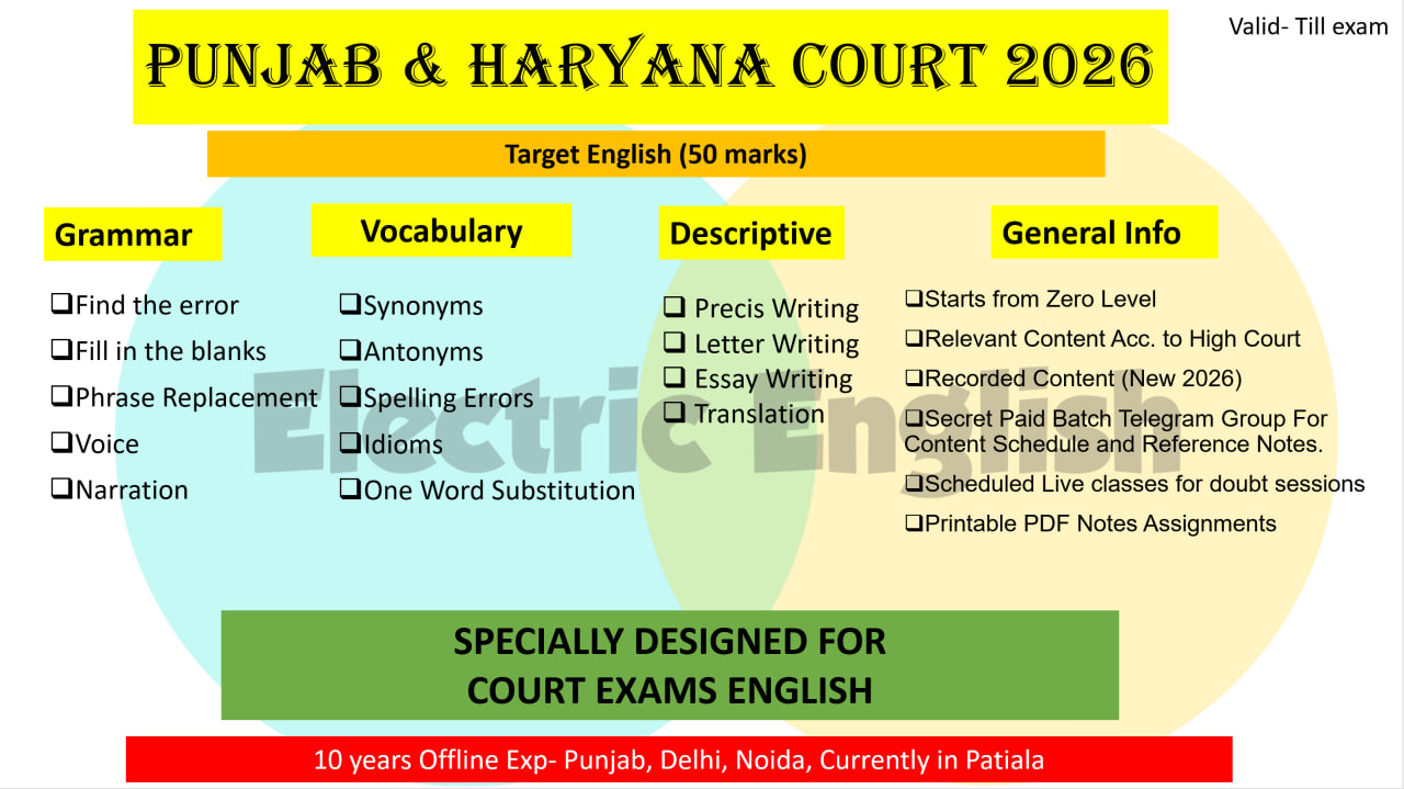 Punjab & Haryana Court English Target Batch