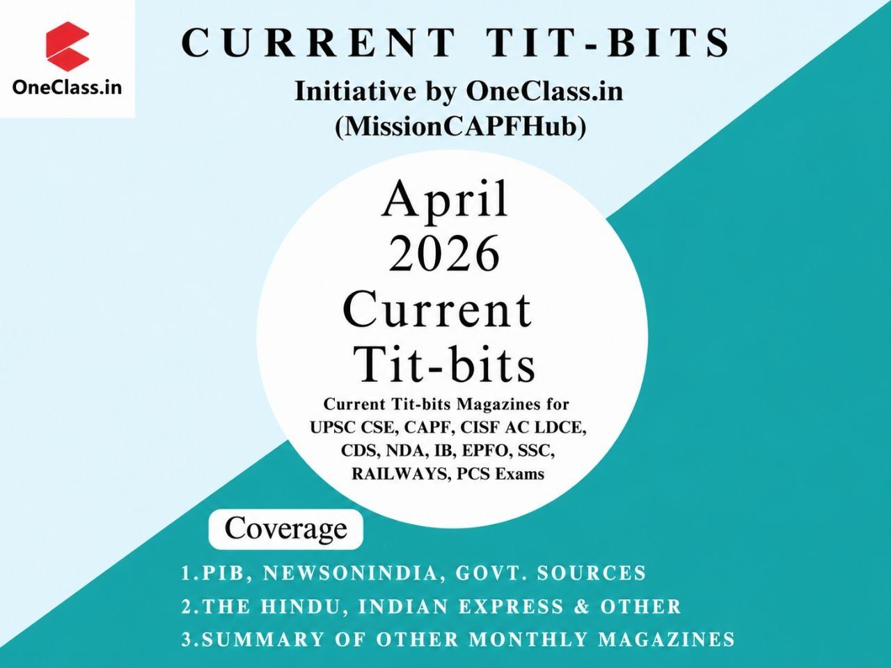 April 2026 Current Tit-Bits magazine by OneClass.in
