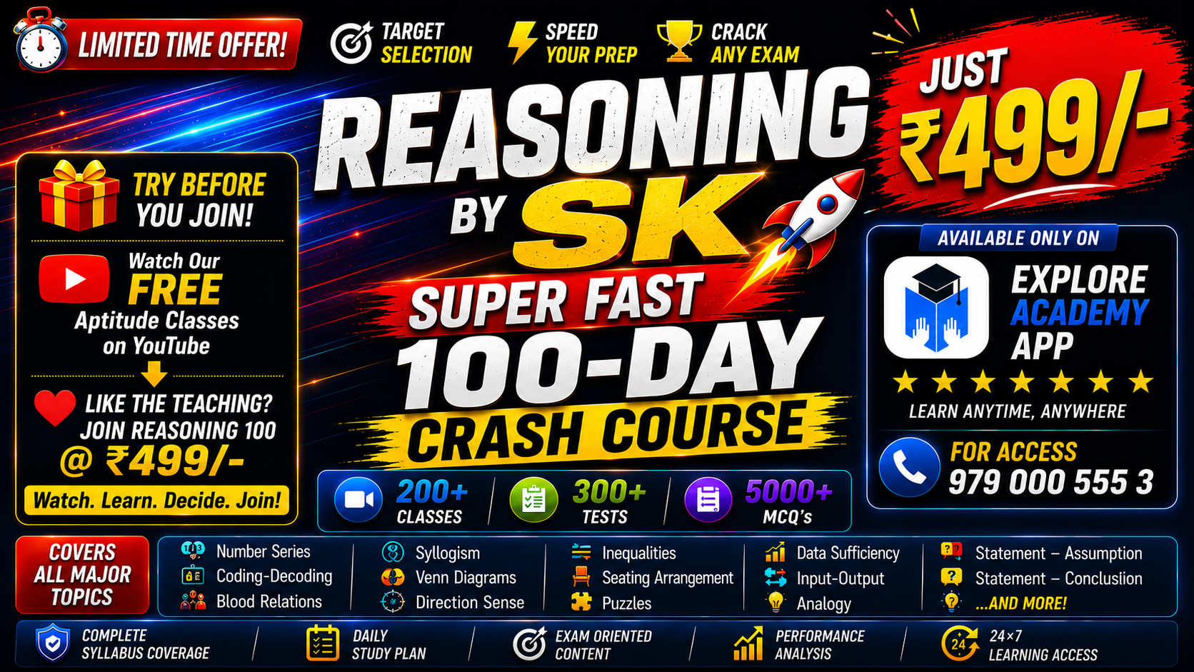🎓 Reasoning By SK - 🚀 SUPER FAST 100-DAY CRASH COURSE JUST ₹499/-