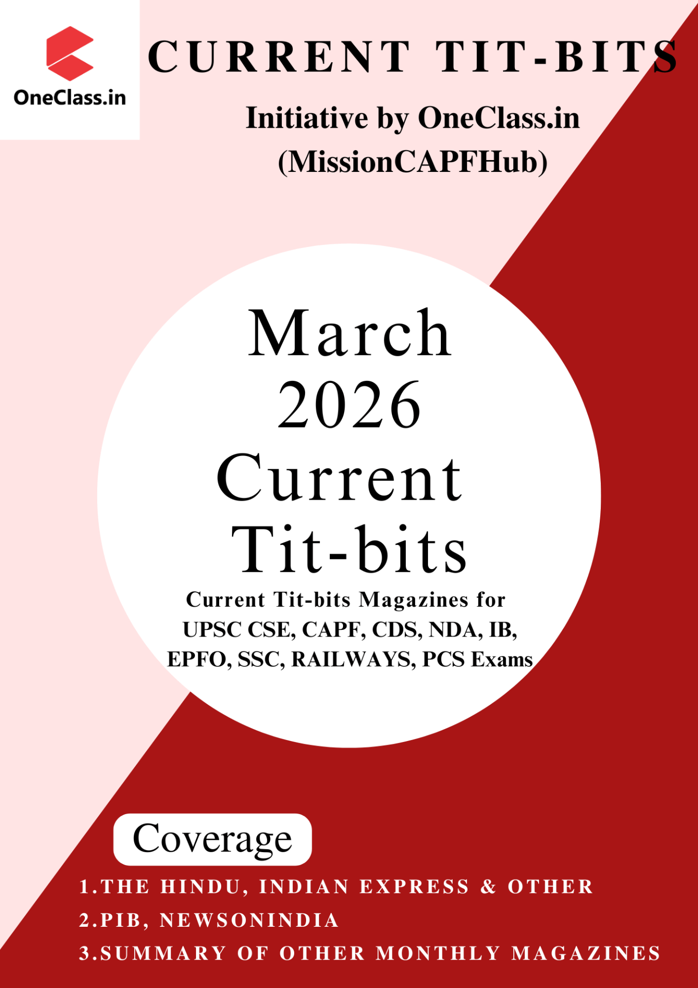March 2026 Current Tit-Bits magazine by OneClass.in