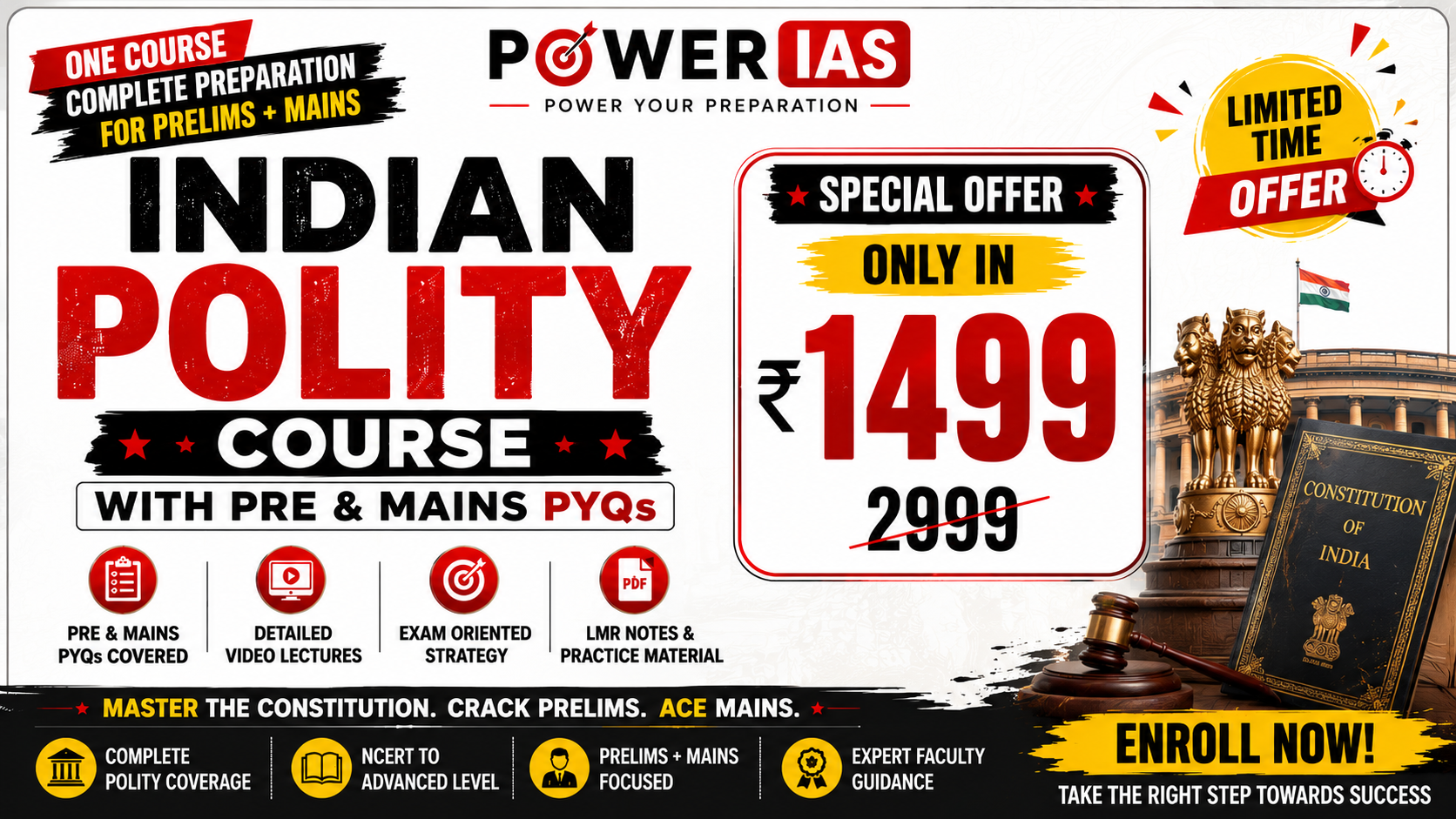 Complete Indian Polity (Pre+mains) with PYQs 
