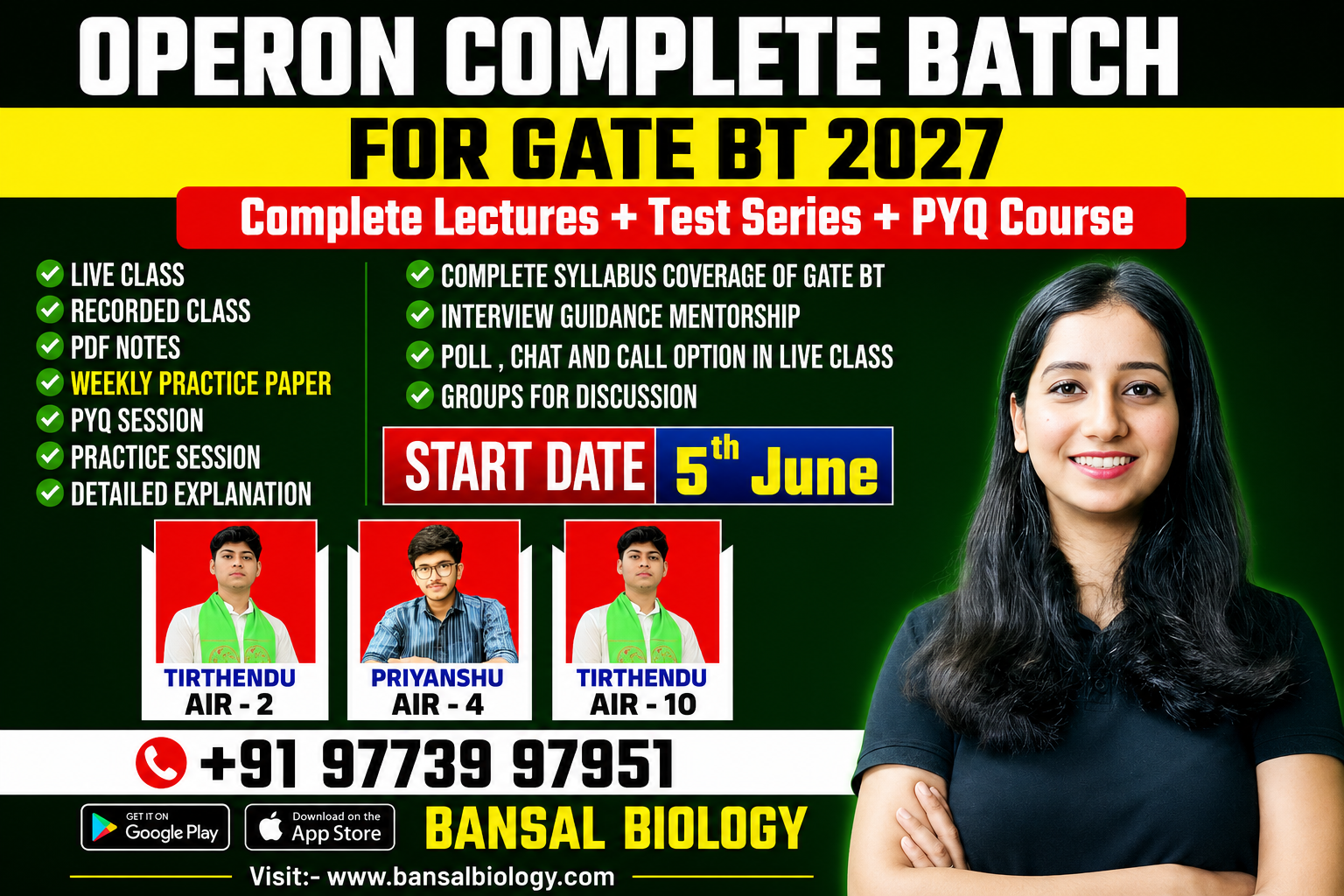 OPERON Complete Batch for GATE BT 2027