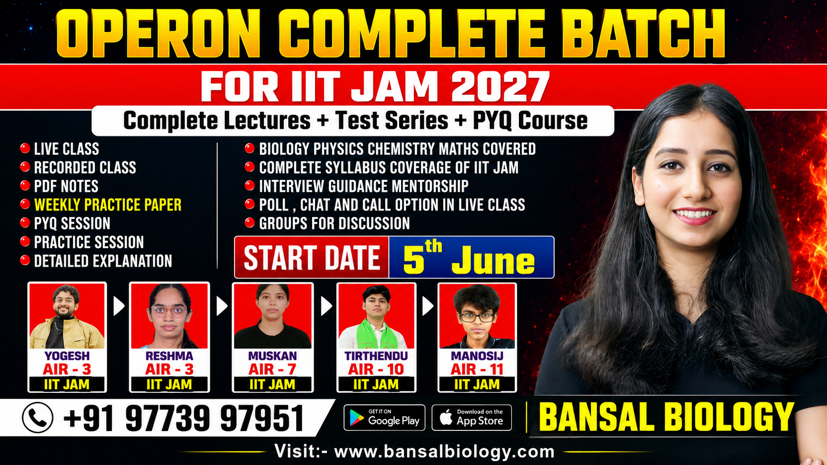 OPERON Complete Batch Course for IIT JAM 2027