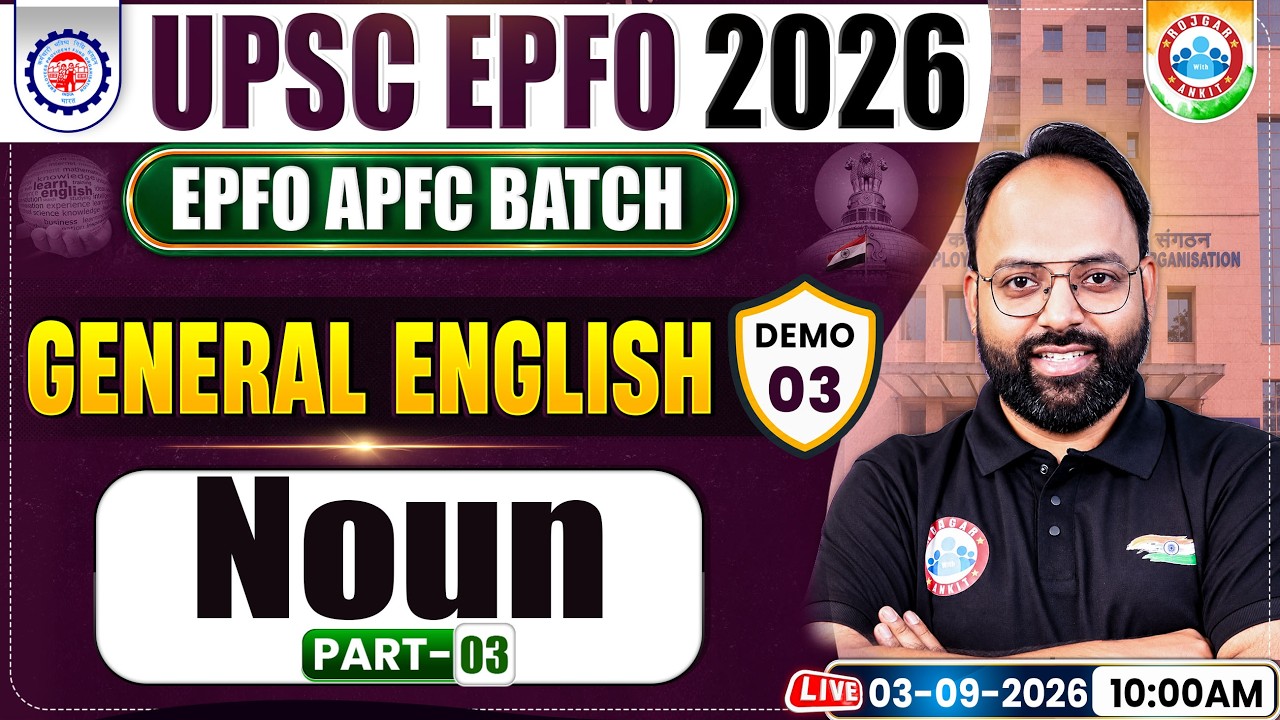 UPSC EPFO Preparation 2026 | EPFO English Classes | Demo 3 | Noun