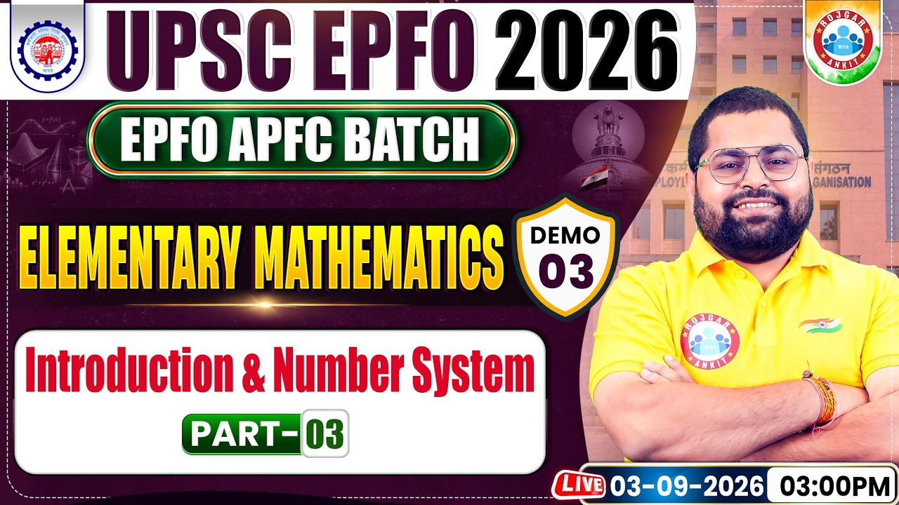 UPSC EPFO Preparation 2026 | EPFO Elementary Mathematics Classes | Demo 3 | Introduction