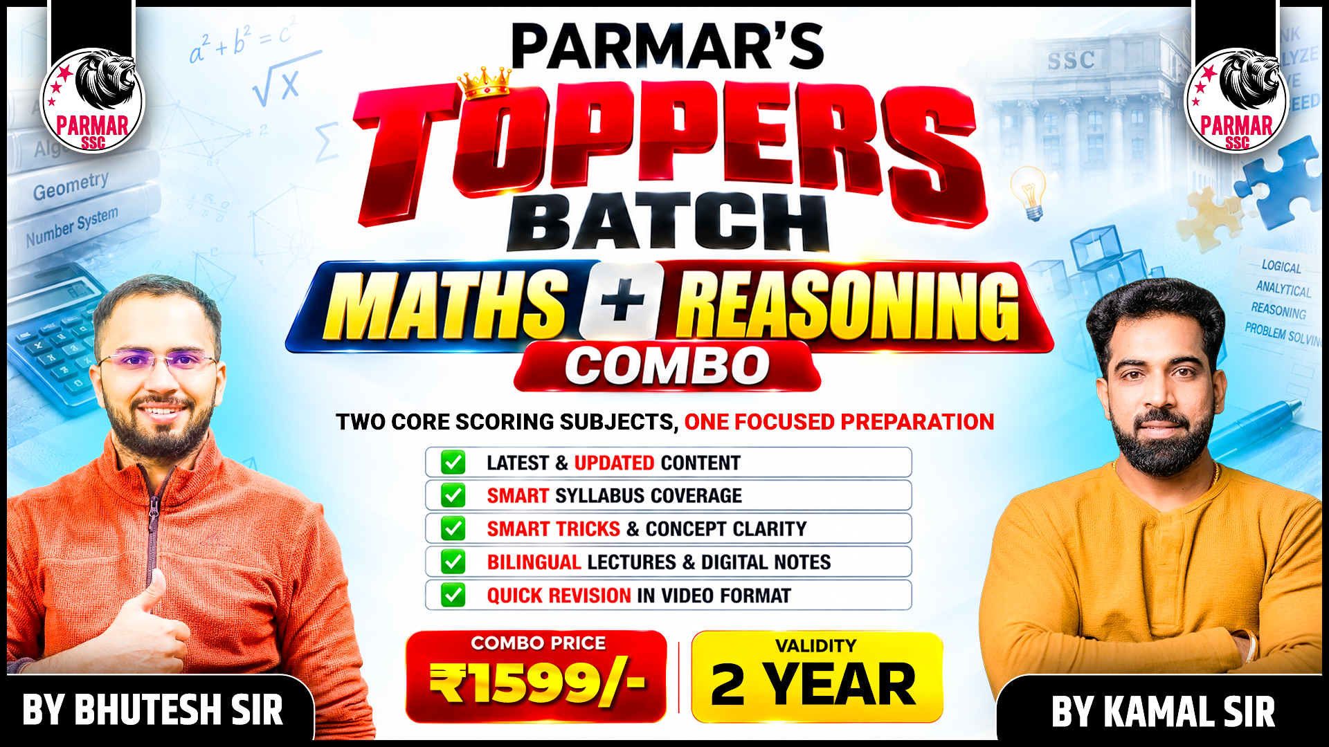 PARMAR'S MATHS + REASONING COMBO TOPPERS BATCH