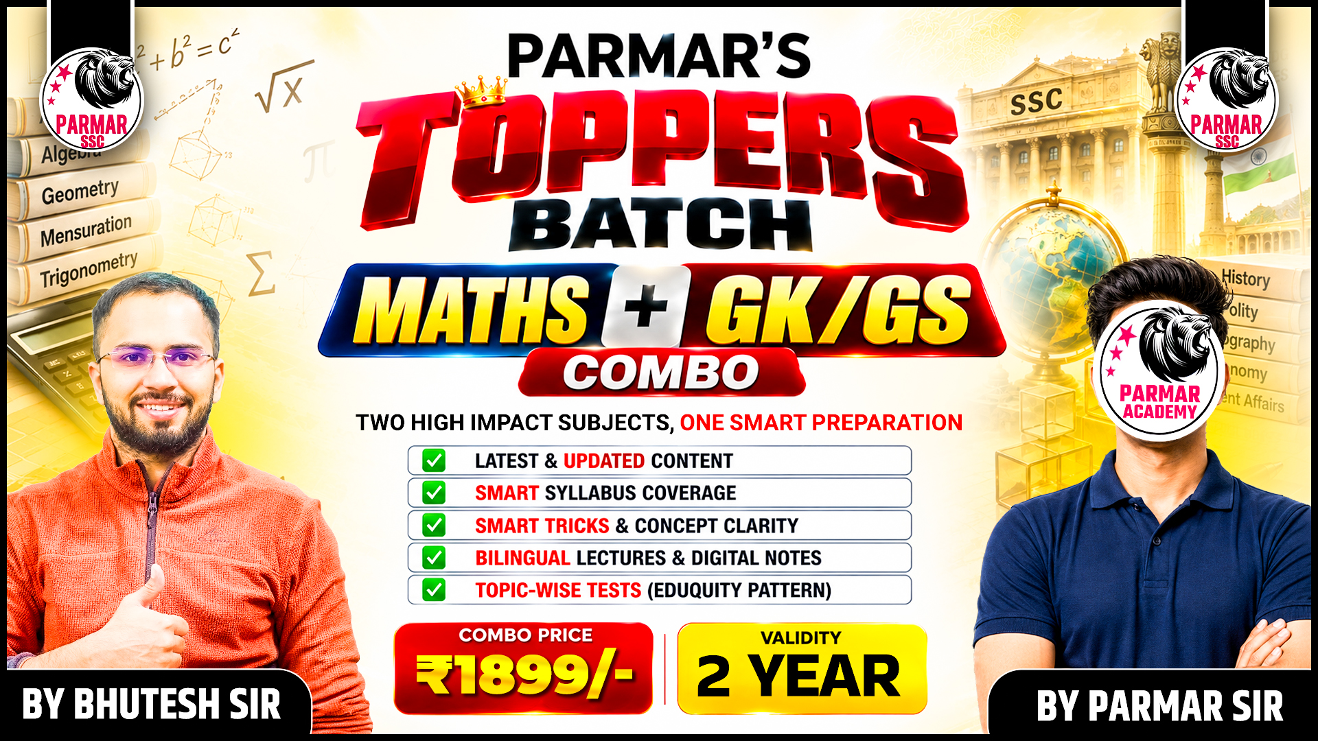 PARMAR'S MATHS + GK/GS COMBO TOPPERS BATCH