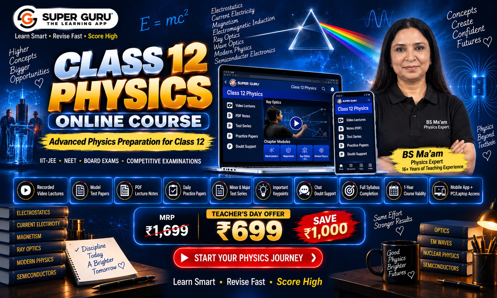 12th Class Hindi Medium Complete Physics Course | B.S. MA'AM