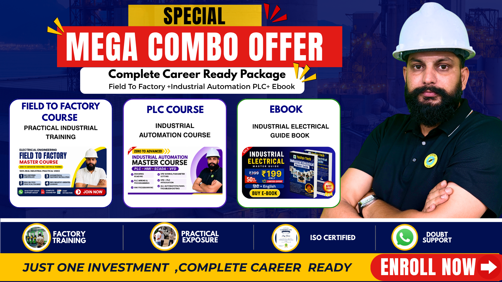 Combo PLC HMI VFD SCADA + Electrical Engineering Master Course + EBook