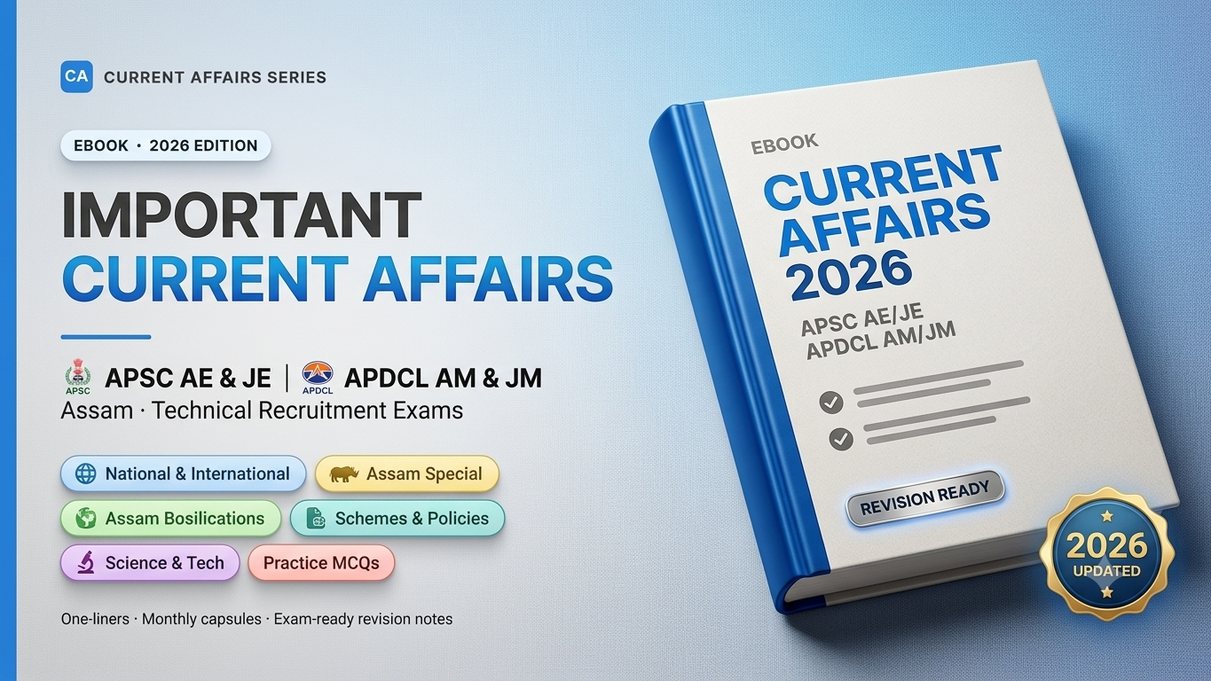 Current Affairs 2026 eBook: National & Assam Special for APSC AE/JE, APDCL AM/JM