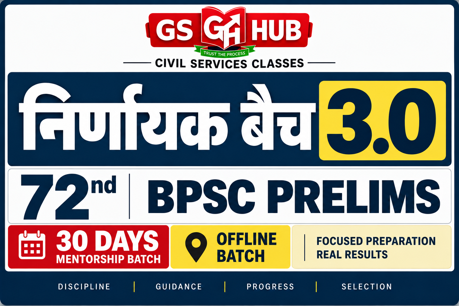 निर्णायक बैच 3.0  ( Offline )- 72nd BPSC Prelims 30 Days Mentorship Program 