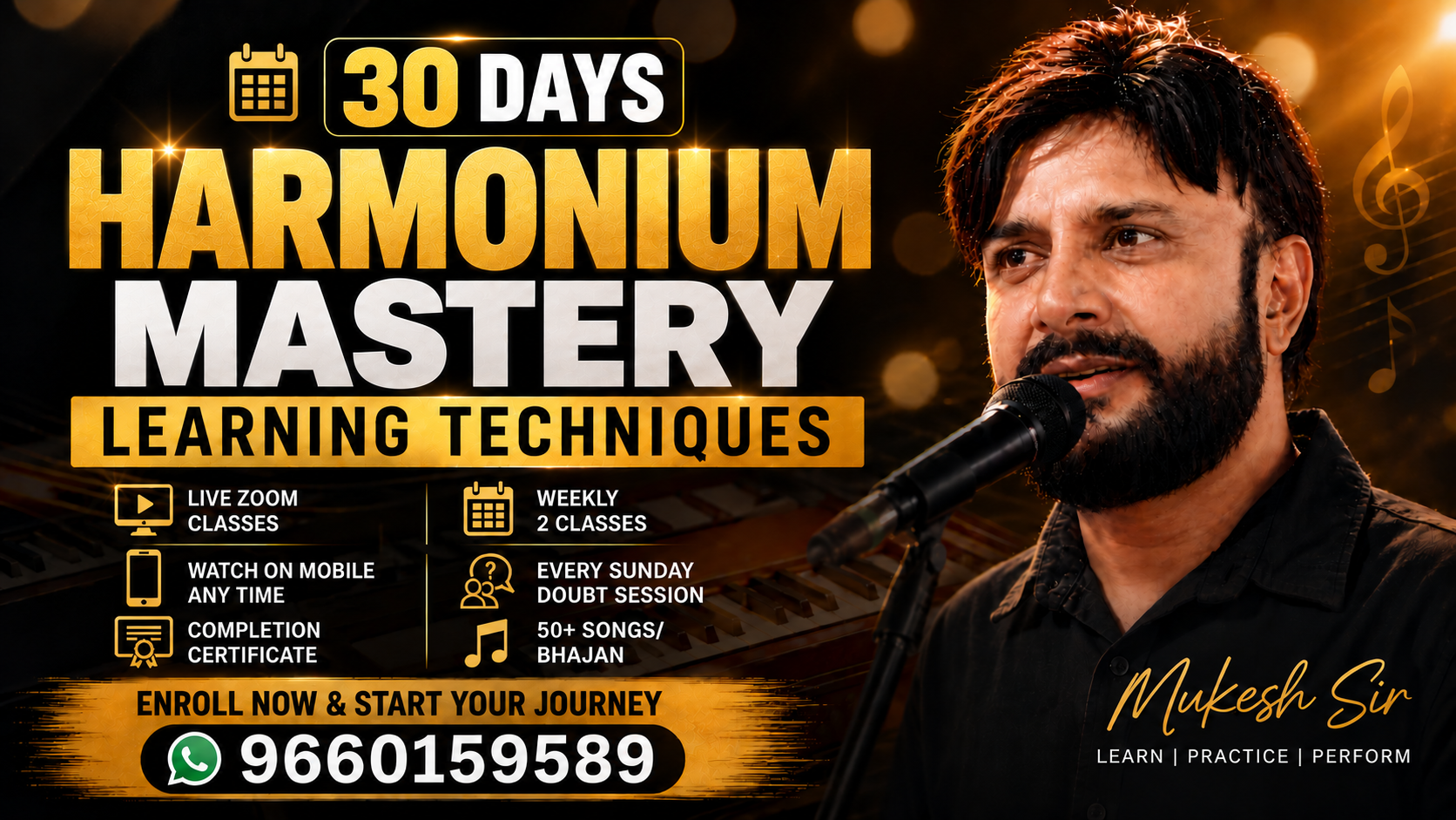 🎥 RECORDED | 30-Day Harmonium Learning — Batch 1