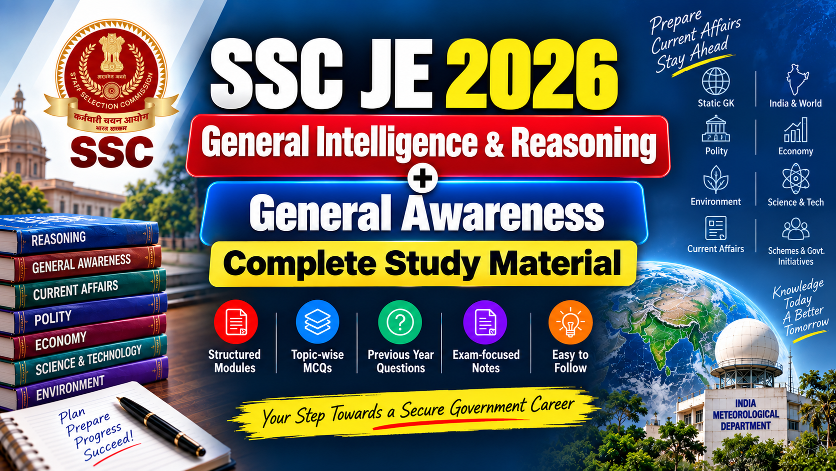 SSC JE 2026 General Intelligence & Reasoning + General Awareness - Complete Study Material