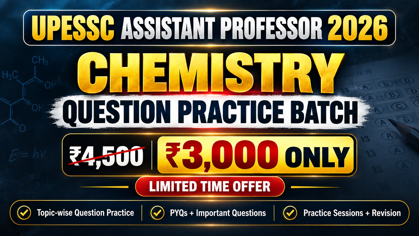 UPESSC Assistant Professor 2026 Chemistry Question Practice Batch