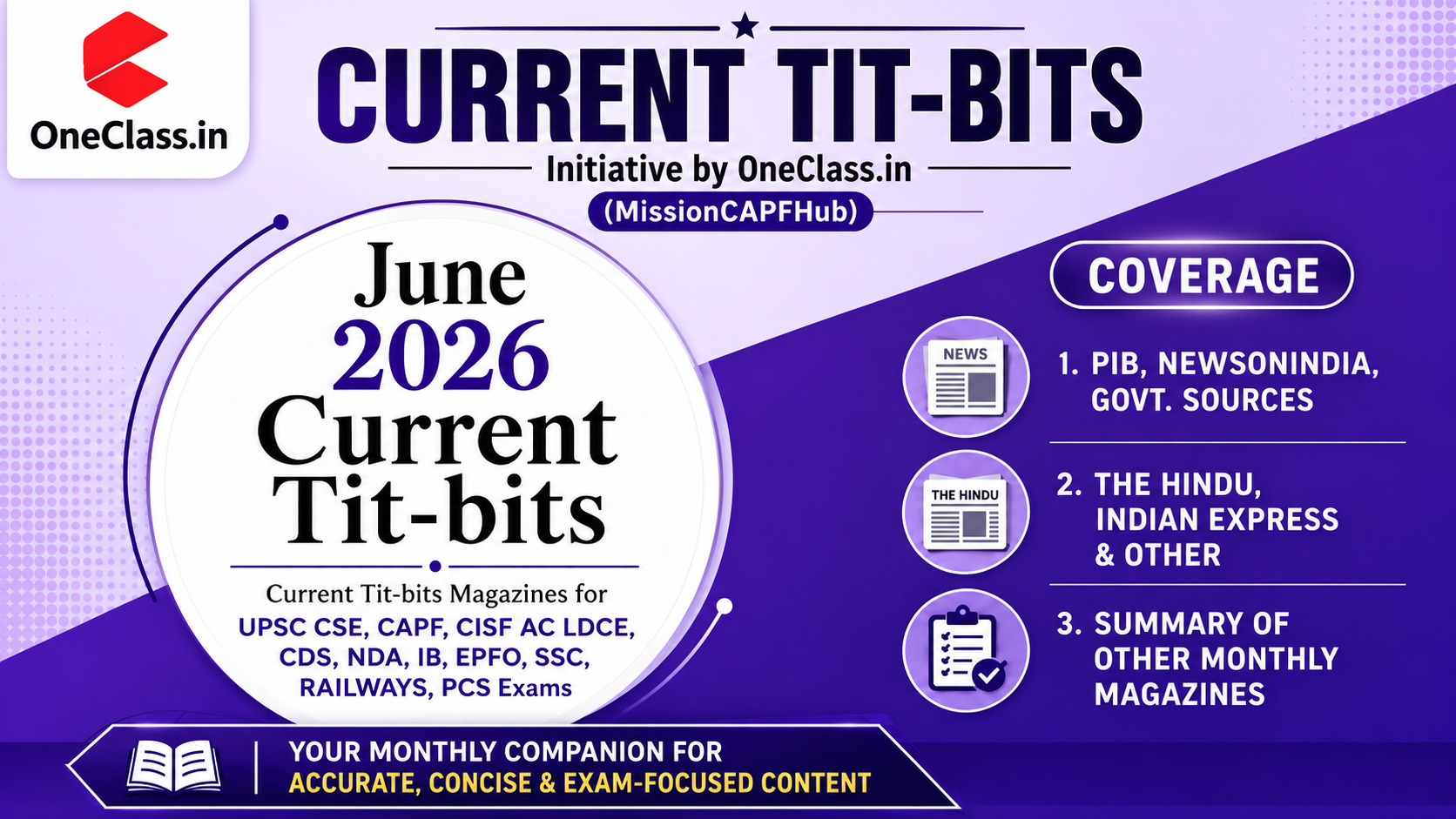 June 2026 Current Tit-Bits magazine by OneClass.in