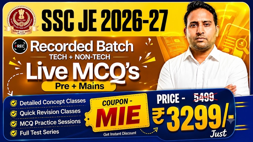 SSC JE Recorded Batch 2026–27 + Live MCQ Practice
