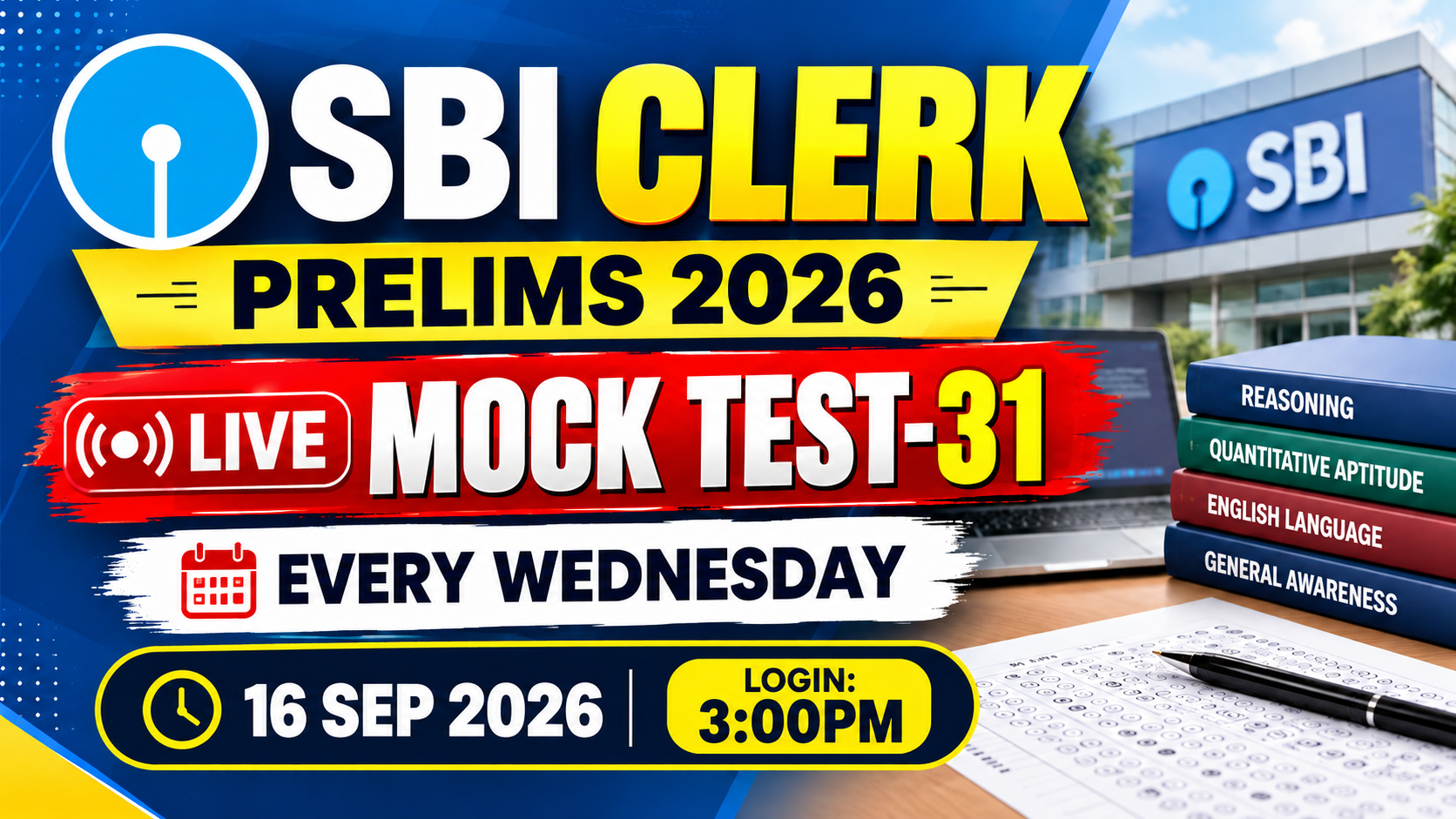 SBI Clerk Prelims Live Mock 2026
