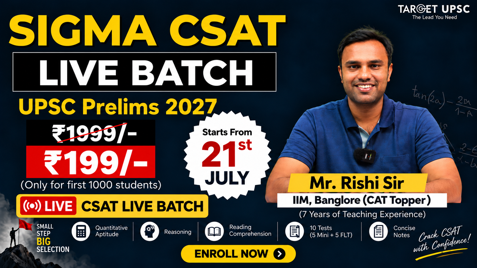 SIGMA CSAT Complete Live Batch for 2027 Batch 1 ( 21st July )