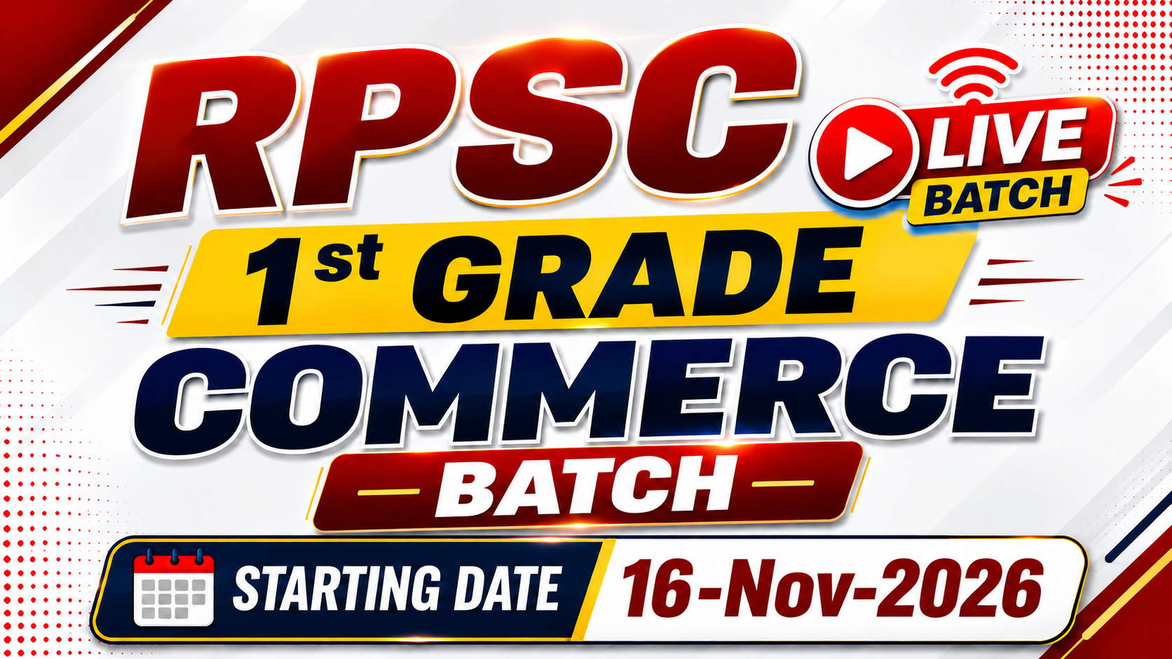 RPSC 1st GRADE 2027 Commerce (LIVE BATCH)(16-Nov-2026)