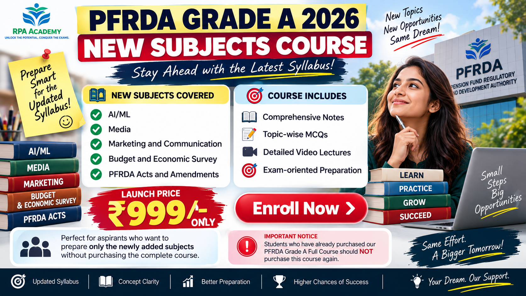 PFRDA GRADE A NEW SUBJECT COURSE