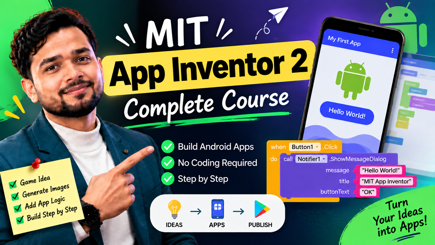 Learn MIT App Inventor 2: Build Android Apps Without Coding