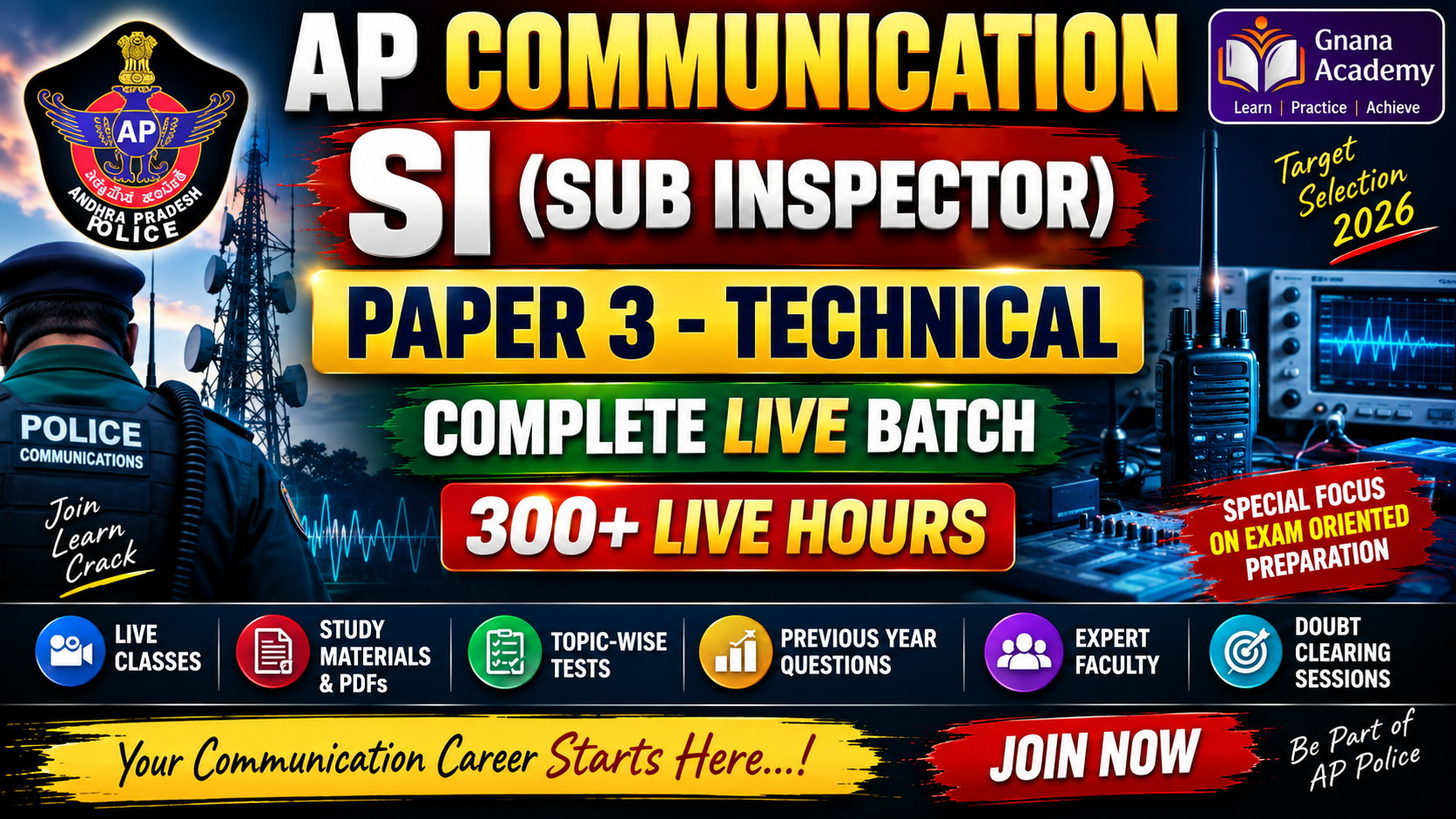 AP COMMUNICATION SI(SUB INSPECTOR) | PAPER 3(TECHNICAL) | COMPLETE LIVE BATCH | 300+ LIVE HOURS