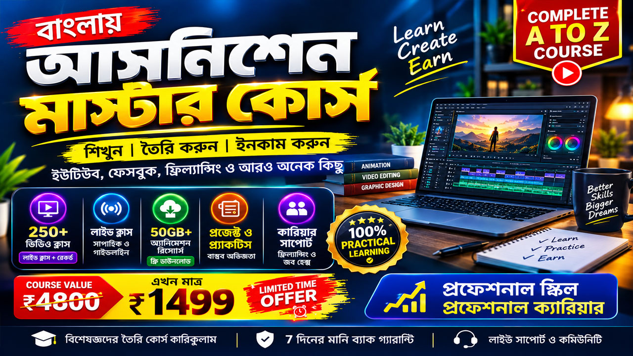 🎨 Complete 2D Animation Course – Live Classes + 250+ Recorded Videos | Learn Animation, YouTube & Freelancing